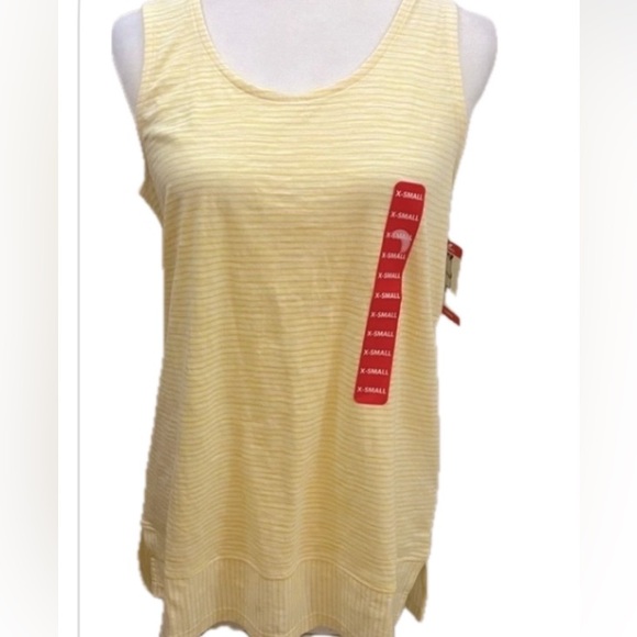 Lands End Sleeveless Striped Split Hem Tank‎ Top Womens XS Yellow White NWT - Picture 1 of 12
